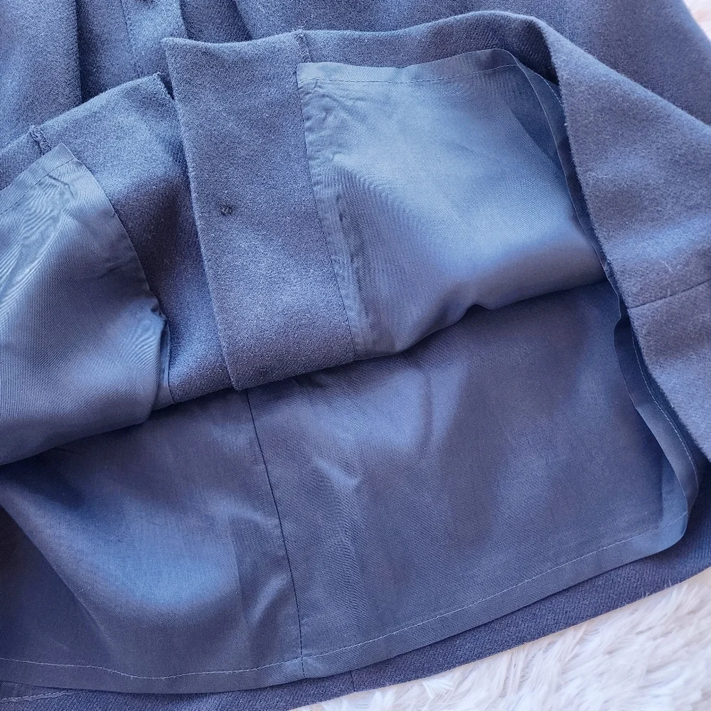 J. Crew Navy‎ Pleated Button Front A-line Wool Skirt